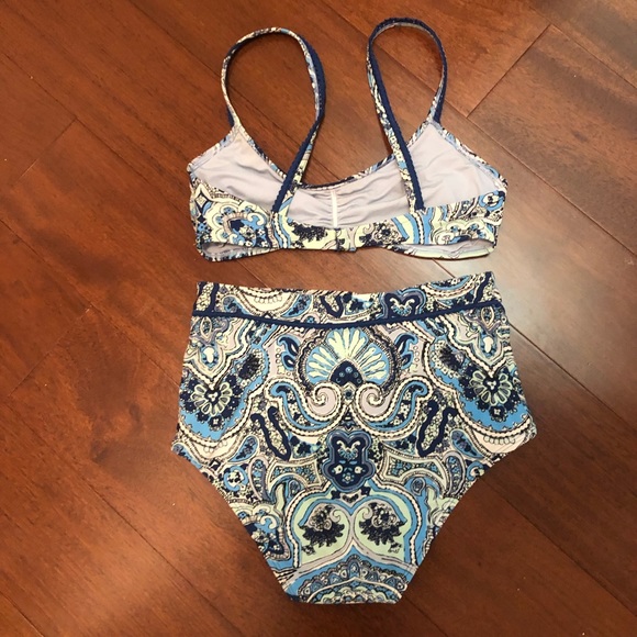 Small Aerie Paisley Blue Bikini Set - high waisted bottoms - great condition - Picture 2 of 3